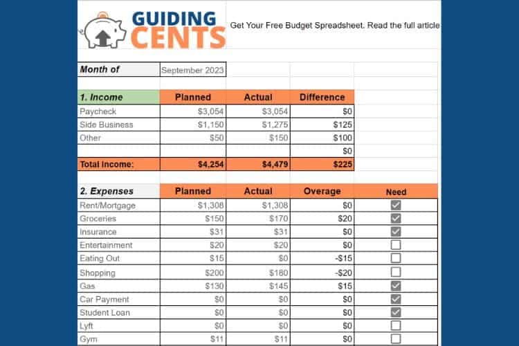 Free Budget Spreadsheet