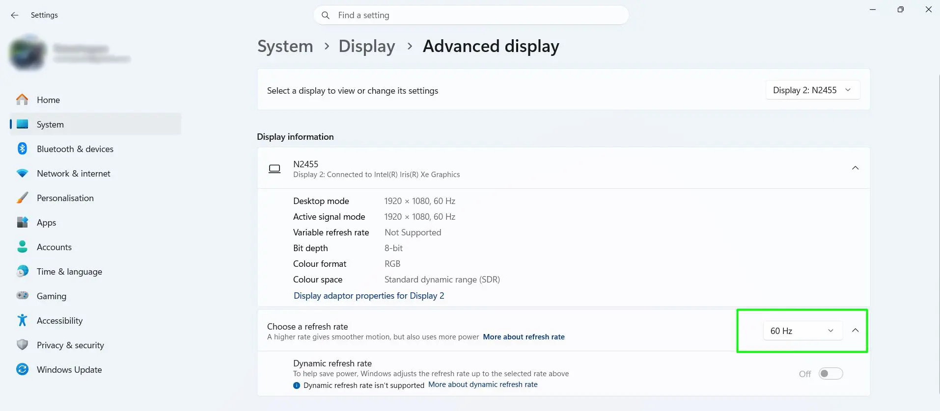 Change Refresh Rate for a Specific Monitor