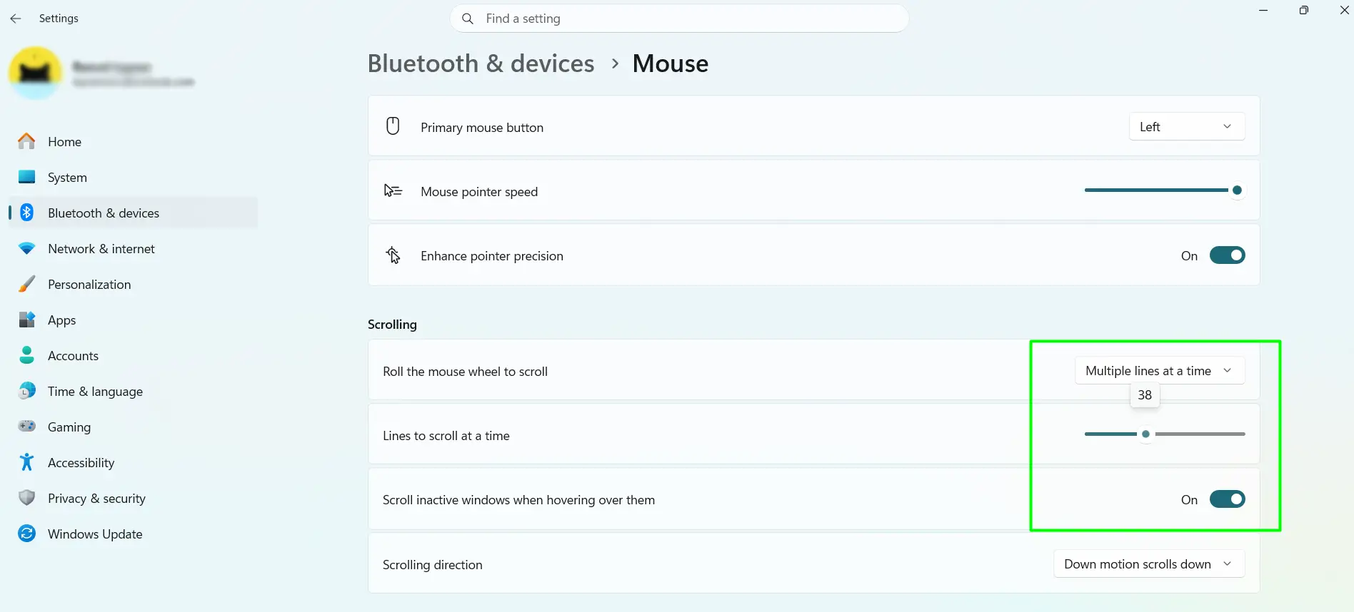 Change Scroll Speed Through Settings