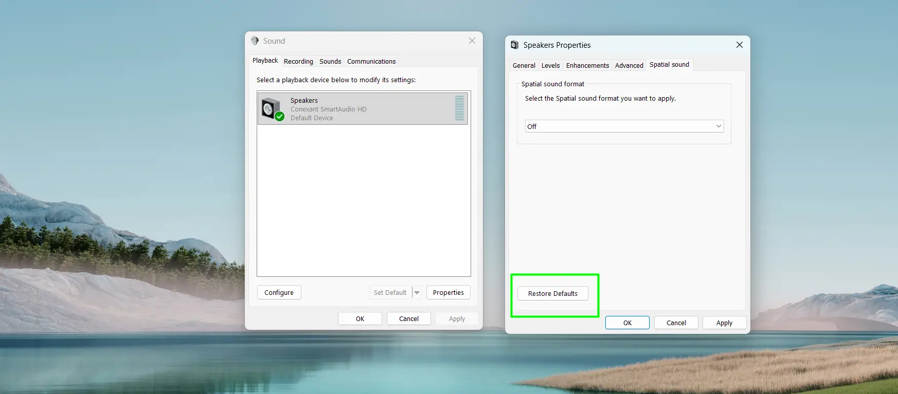 Reset a Specific Audio Device’s Settings in Windows 11