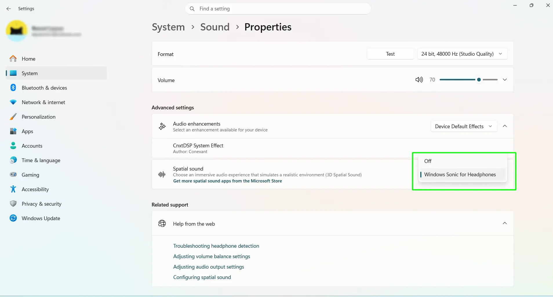 Turn On Spatial Sound Through Windows Settings