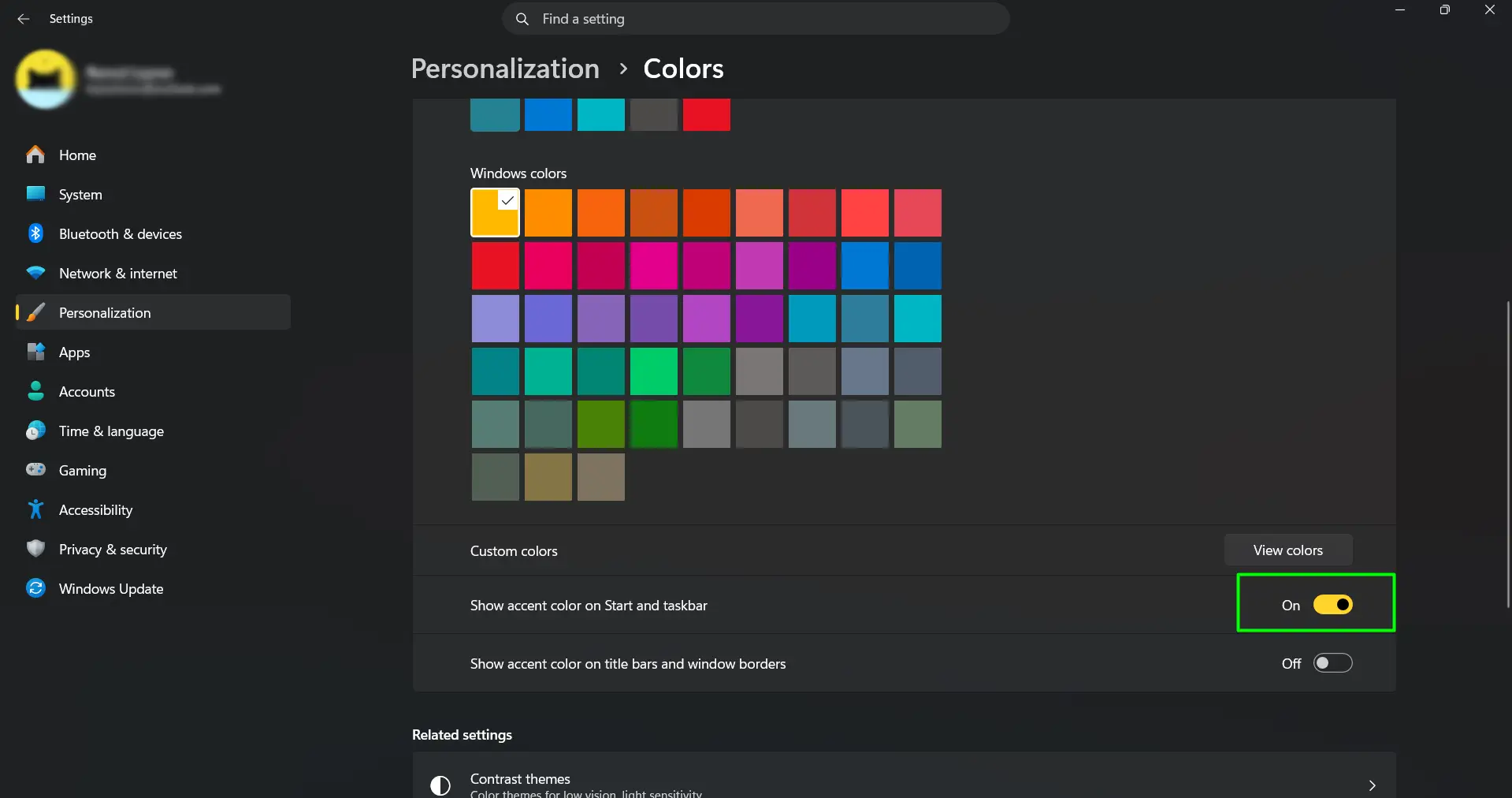 Using a Custom Hex Code in Windows 11