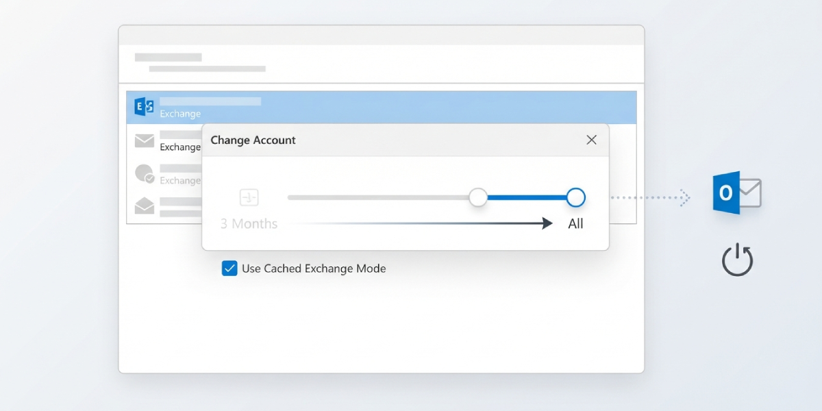 Adjust Cached Exchange Mode for Exchange or Microsoft 365 Accounts