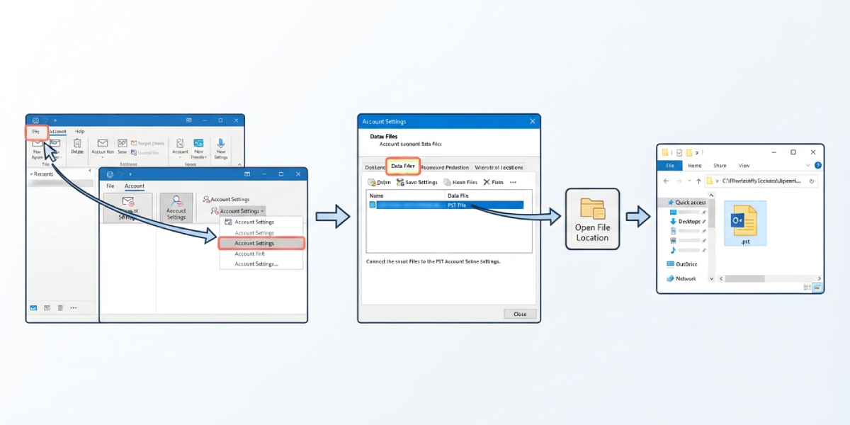 Find the PST File Location