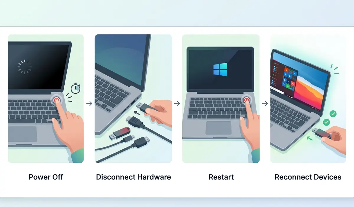 Force Restart and Disconnect Extra Hardware