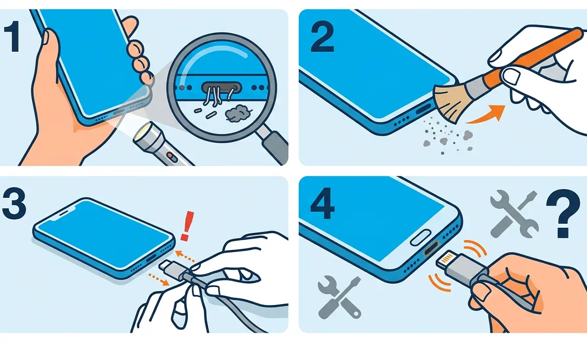 Inspect for Charging Port or Cable Damage