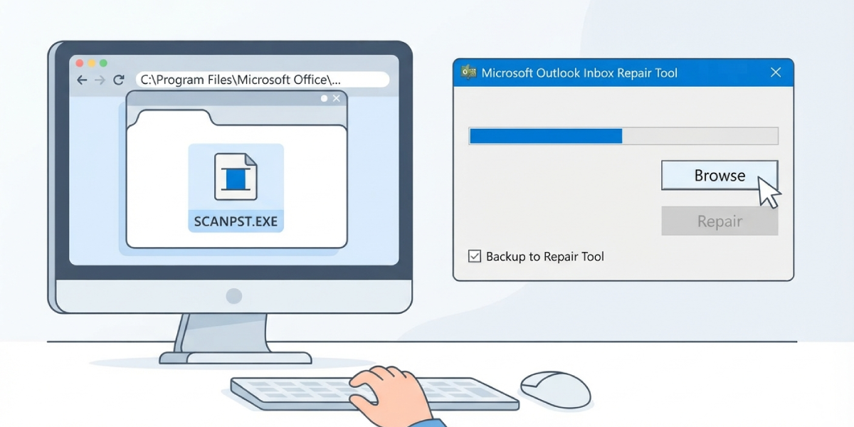Method 2_ Repair the Outlook Data File with Scanpst.exe