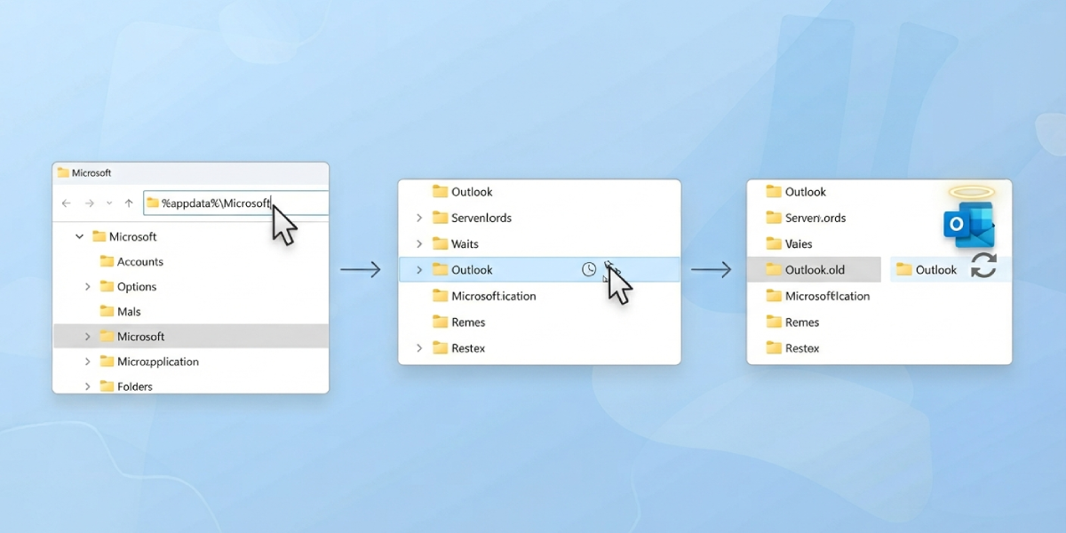 Method 4_ Rename the Main Outlook Folder (If the Error Persists)
