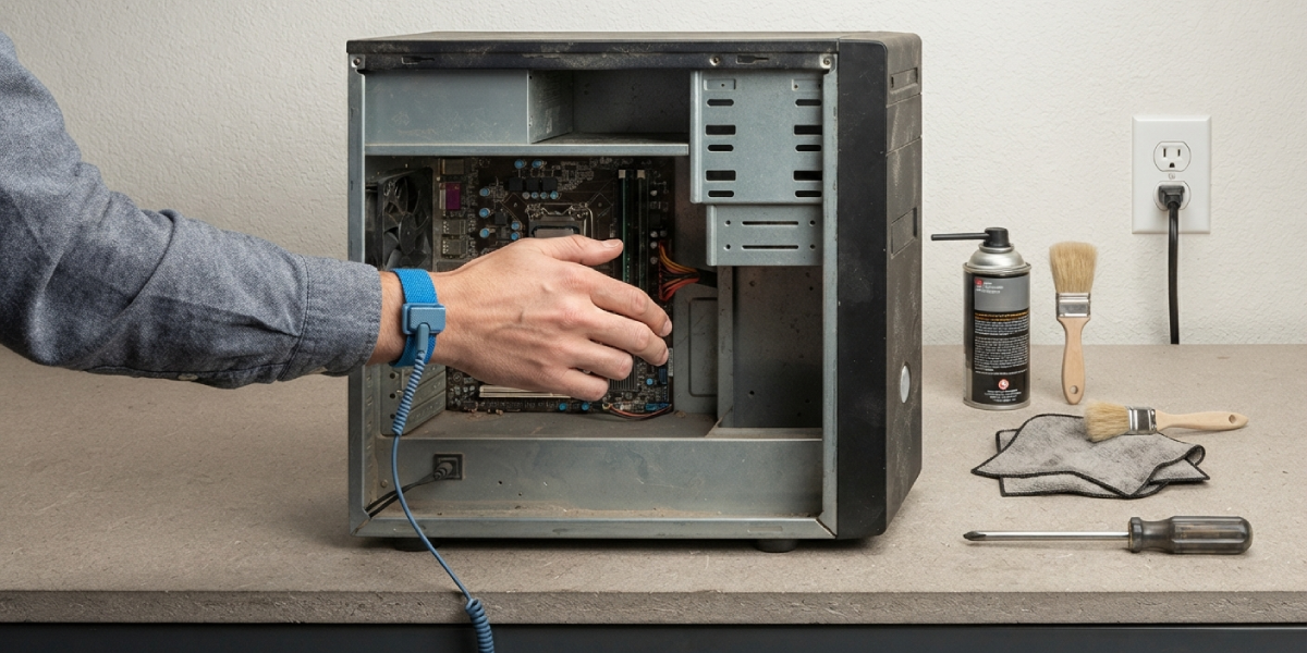 Power down the computer completely and unplug