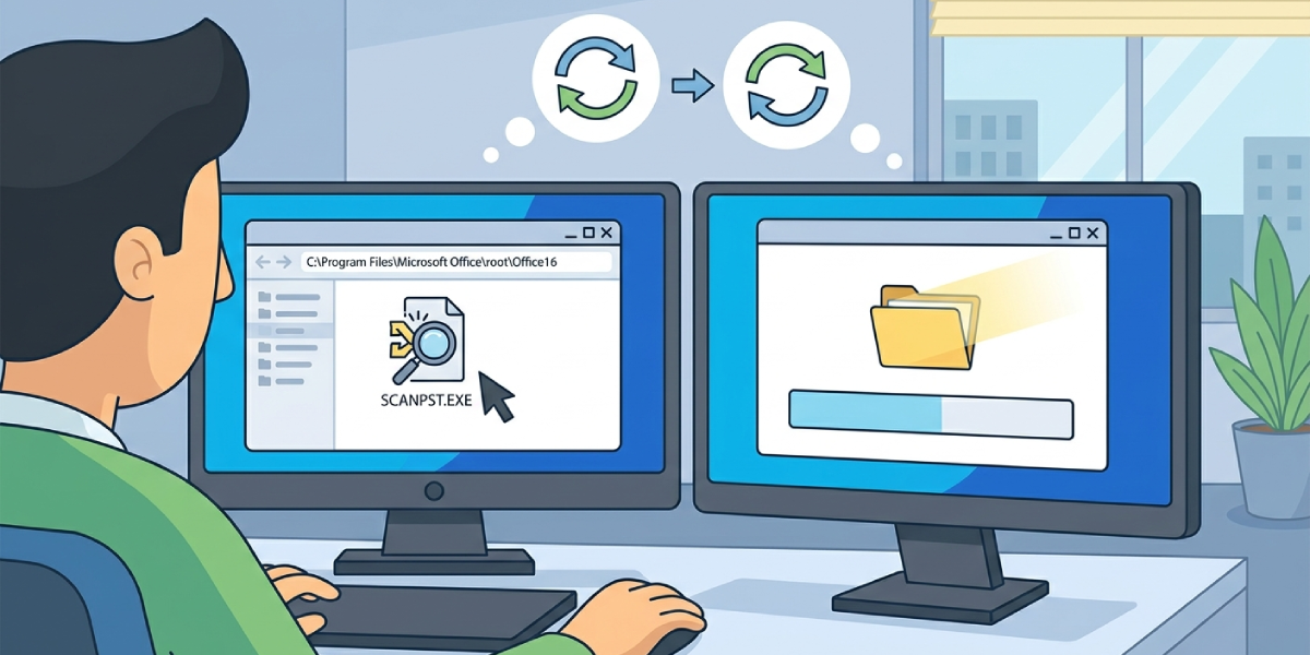 Repair the Outlook Data File with scanpst.exe