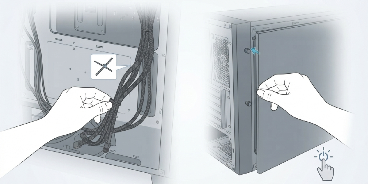 Secure Cables and Close the Case