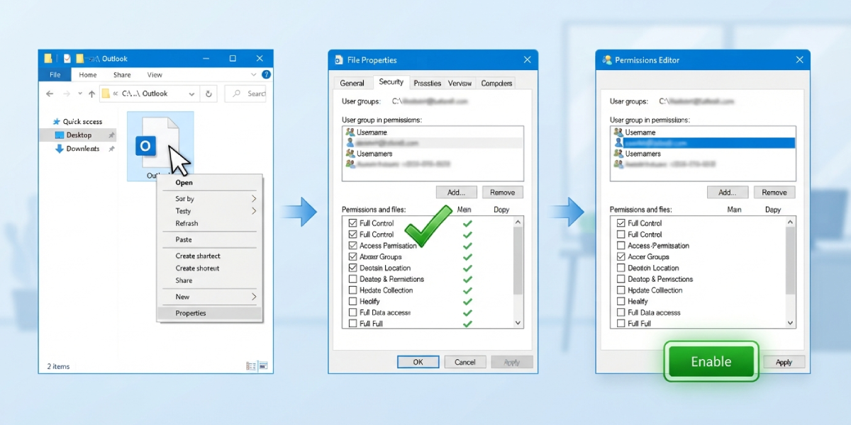 Step 3 Check File Permissions on the Outlook Data File
