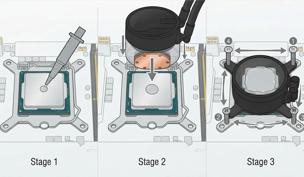 Applying Thermal Paste and Mounting the Pump