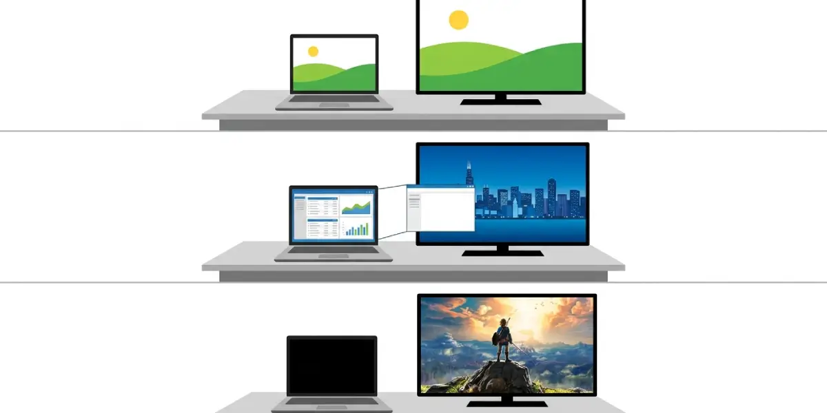 Choosing Between Duplicate, Extend, and Second Screen Only
