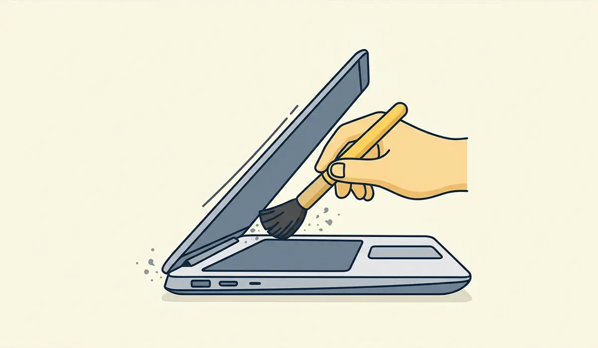 Cleaning Laptop Hinges and Vents With a Brush