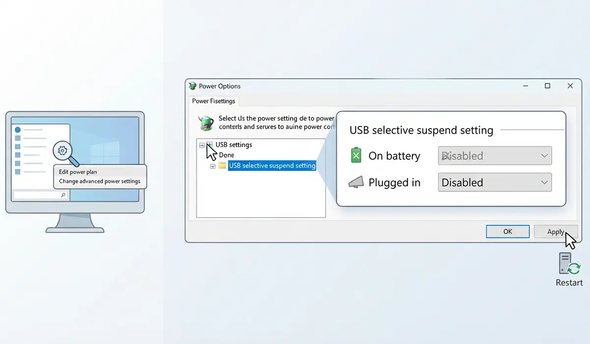 Disable USB Selective Suspend