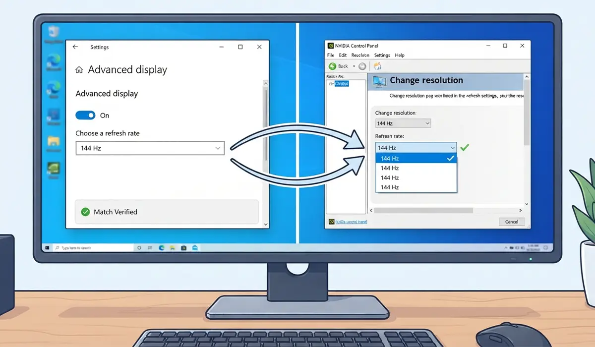 Match the Refresh Rate in Windows and the NVIDIA Control Panel