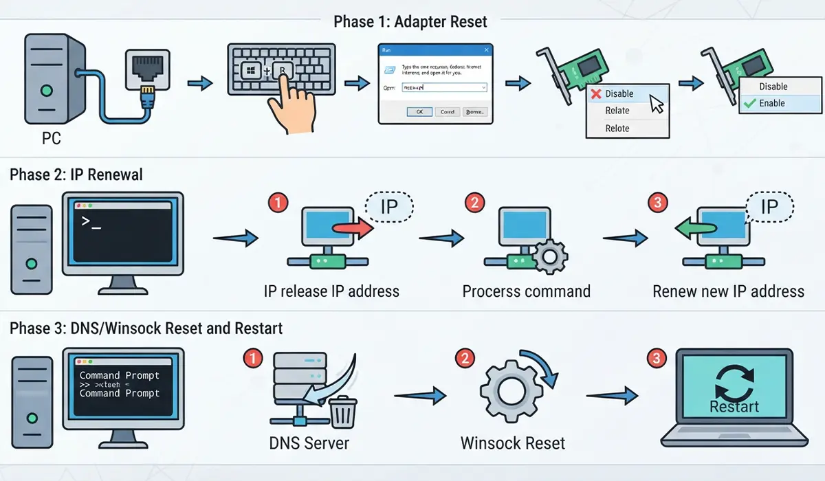 Reset the Adapter and Renew the IP Address
