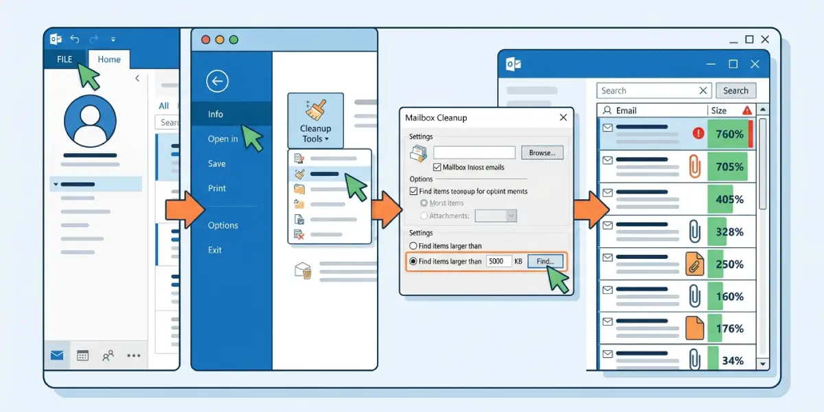 Step-by-Step Guide to Finding the Largest Emails in Outlook