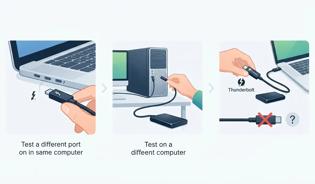 Test the Cable and Device on Another Port or Computer