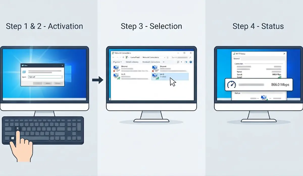 Check Speed in Network Connections (Control Panel)