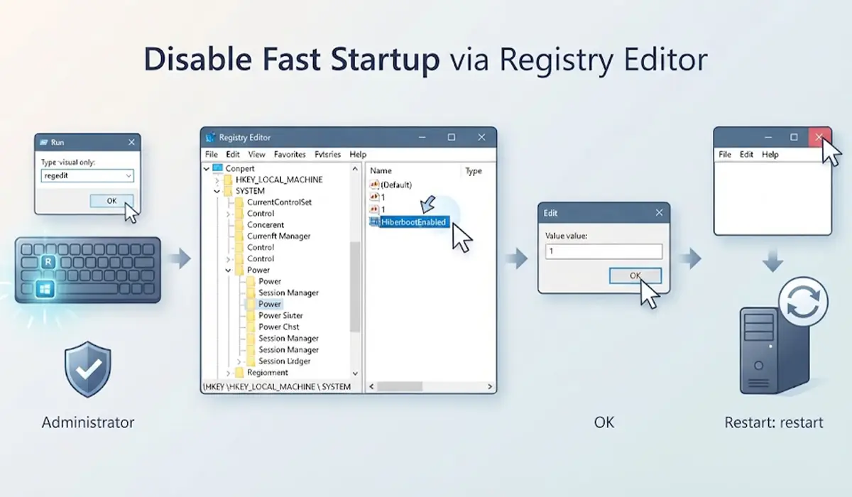 Disable Fast Startup With the Registry Editor