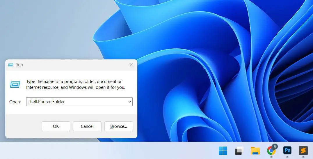 Press Windows key + R then Type shell:PrintersFolder and press Enter