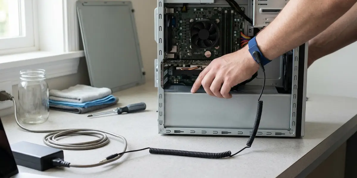 Shut the system down fully, then unplug the power cable.