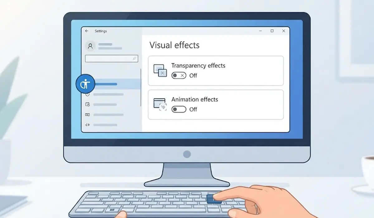 Turn Off Animations and Transparency in Settings