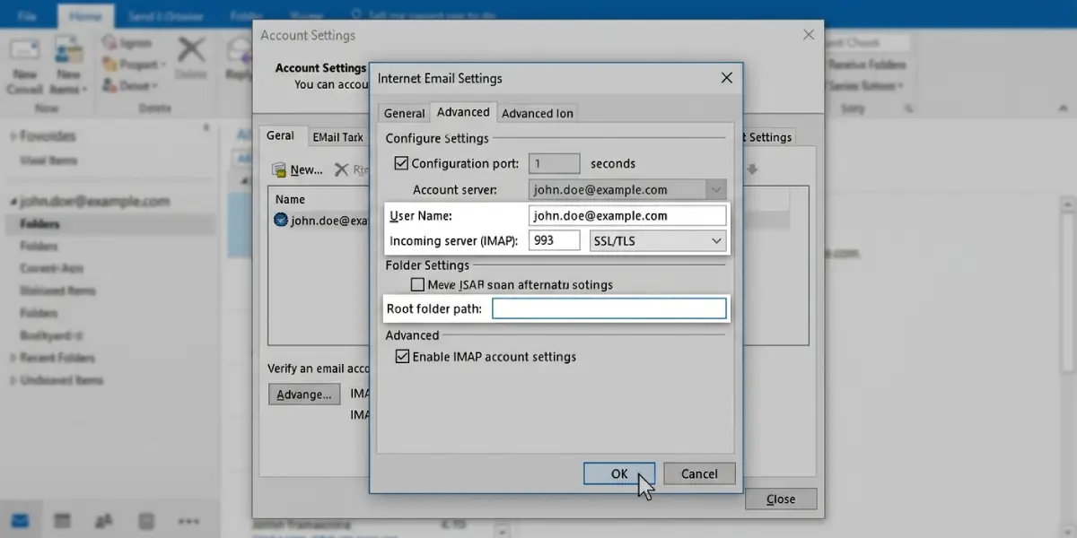 Verify the IMAP Account Settings